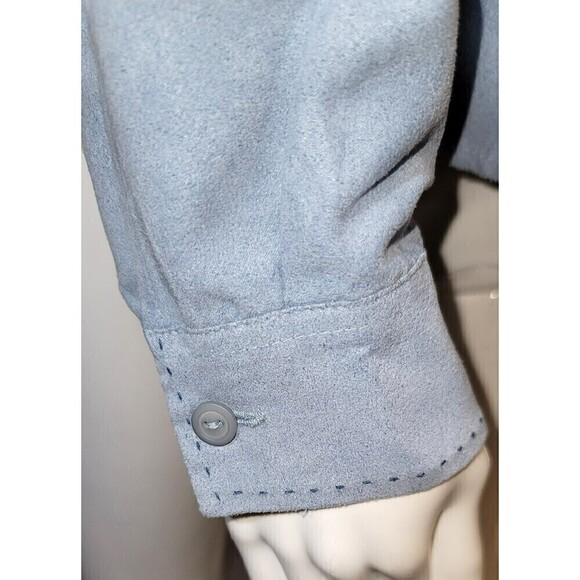 Lemon Grass Suede Like Button Down Blouse - Size Small - Picture 8 of 10